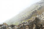 Terrassen im Nebel in Macchu Picchu